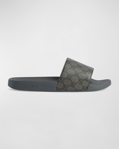 Мужские парусиновые шлепанцы с логотипом GG Supreme Gucci