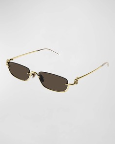 Мужские прямоугольные солнцезащитные очки без оправы с логотипом Gucci
