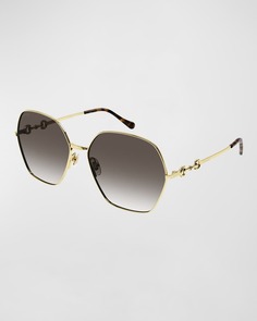 Металлические солнцезащитные очки-бабочки с логотипом Gucci