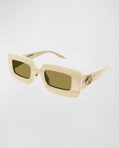 Прямоугольные солнцезащитные очки из ацетата с кристаллами Hollywood Forever Gucci