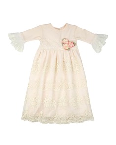 Кружевное платье персиково-розового цвета с рюшами и повязкой на голову для девочки, размер 0–3 мес. Haute Baby