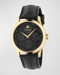Мужские кожаные часы 38 мм с логотипом Gucci