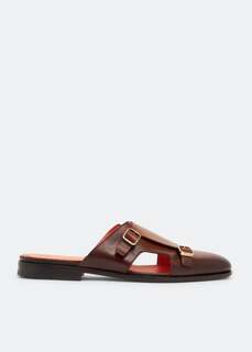 Сандалии SANTONI Double-buckle sandals, коричневый
