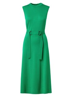 Трикотажное платье миди с поясом Akris punto, зеленый