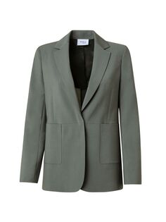 Классная шерстяная куртка со скрытыми пуговицами Akris punto, оливковый