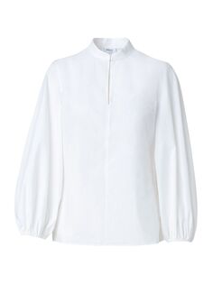 Хлопковая блузка с объемными рукавами Akris punto, кремовый