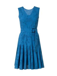 Плиссированное платье миди с люверсами Akris punto, синий