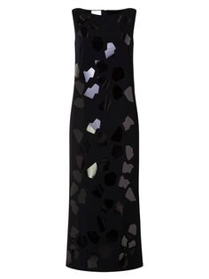 Платье-миди-туника из джерси с лазерной резкой Akris punto, черный