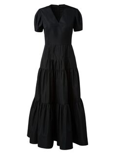 Ярусное платье-миди из тафты Akris punto, черный