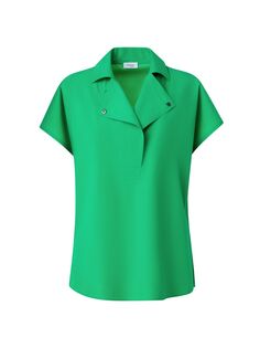 Поплиновая блузка с воротником-стойкой Akris punto, зеленый