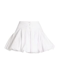 Мини-юбка из воздушно-пузырькового хлопка с пуговицами спереди Alaïa, белый