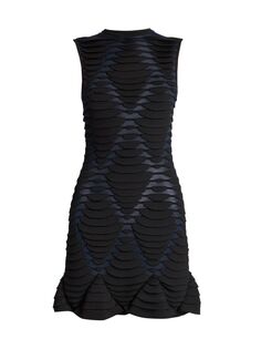 Плиссированное мини-платье без рукавов Alaïa, черный