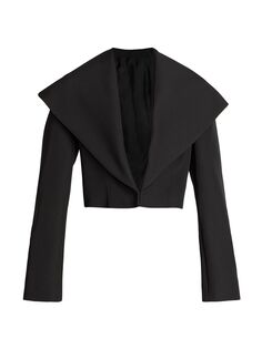 Укороченная куртка с капюшоном из эластичной шерсти Alaïa, черный