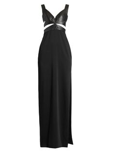 Комбинированное платье длиной до пола Alaïa, черный