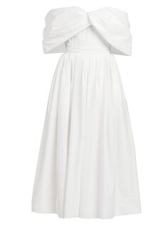 Корсетное платье-миди с открытыми плечами Alexander McQueen, белый