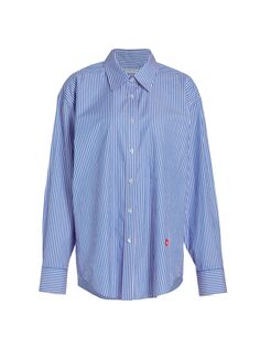 Полосатая рубашка с нашивкой Apple alexanderwang.t, синий
