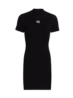 Облегающее платье-футболка с нашивкой-логотипом alexanderwang.t, черный