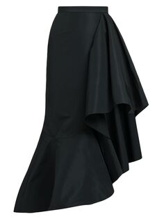 Асимметричная макси-юбка с рюшами Alexander McQueen, черный