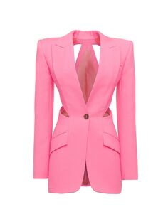 Пиджак на одной пуговице с вырезами Alexander McQueen, розовый