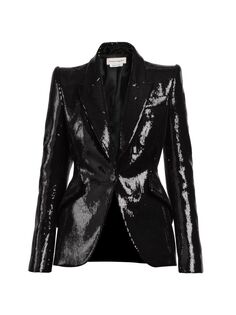 Пиджак с вышивкой пайетками Alexander McQueen, черный