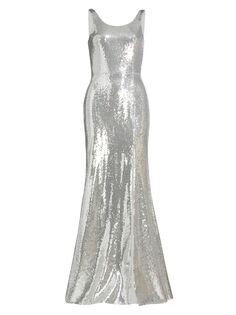 Платье без рукавов с вышивкой пайетками Alexander McQueen, серебряный