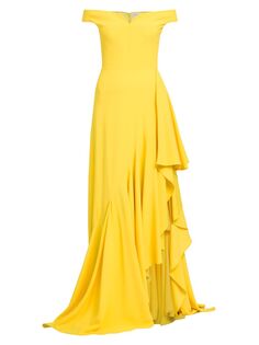 Драпированное платье с открытыми плечами Alexander McQueen, желтый