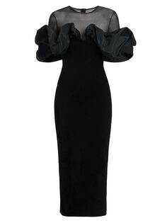 Полупрозрачное платье-миди с драпировкой Alexander McQueen, черный