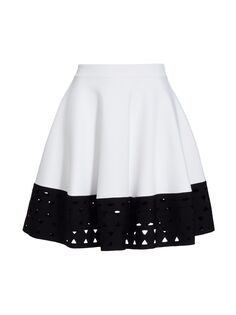 Расклешенная юбка с цветными блоками Alexander McQueen, белый