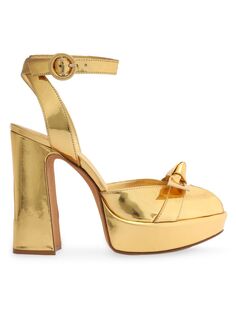 Кожаные сандалии на платформе Pepitta 120MM с эффектом металлик Alexandre Birman, золотой