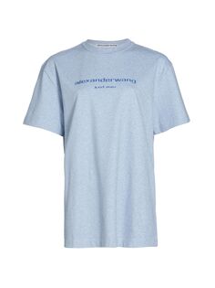 Свободная футболка с блестящим логотипом Alexander Wang, синий