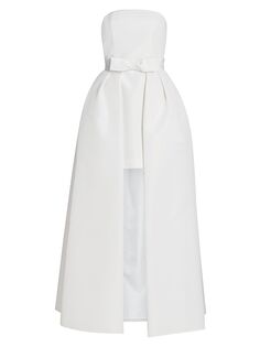 Мини-платье без бретелек из шелкового фая с трансформируемой юбкой Alexia María, белый