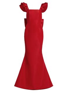 Шелковое платье русалки с оборками и бантом на спине Amelie Alexia María, красный