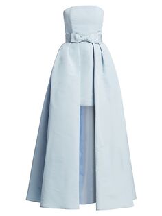 Мини-платье без бретелек из шелкового фая и юбка-трансформер с бантом Alexia María, синий