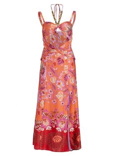 Платье миди с вырезами и цветочным принтом Nisa Alexis, оранжевый