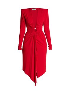 Платье длиной до колена из джерси со стразами Alexandre Vauthier, красный