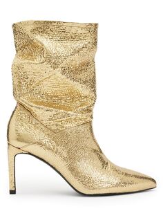 Ботинки до середины икры из металлизированной кожи с тиснением Orlana AllSaints, золотой