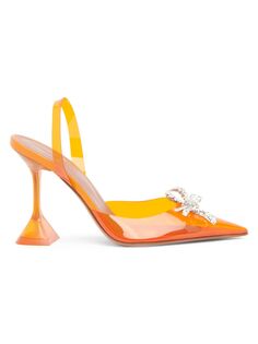 Туфли-лодочки Rosie 95MM с ремешком на пятке, украшенные кристаллами Amina Muaddi, оранжевый