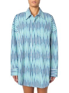 Платье-рубашка из хлопка с принтом Amiri, синий