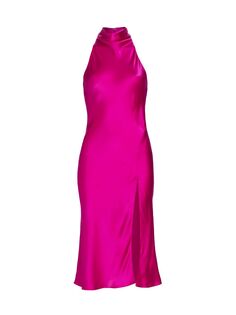 Шёлковое платье миди Stanford с воротником-хомутом Amanda Uprichard, розовый