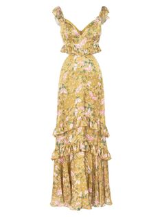 Шелковое платье с цветочным принтом Magnolia AMUR, золотой