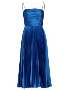 Атласное платье-миди Heba со складками AMUR, синий