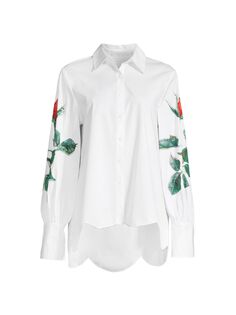 Рубашка из поплина с цветочным принтом Anne Fontaine, белый