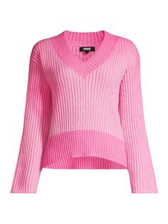 Двухцветный вязаный свитер Anita в рубчик Apparis, розовый