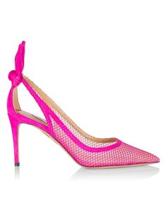 Сетчатые туфли-лодочки с галстуком-бабочкой 85 мм Aquazzura, розовый