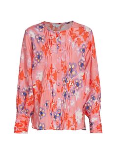 Плиссированная блузка с цветочным принтом Aura Atelier 17.56, розовый