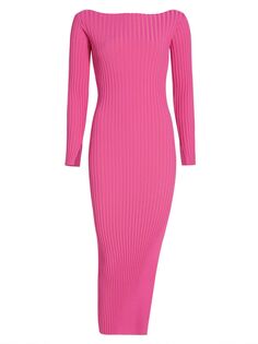 Трикотажное платье миди Hilaria в рубчик ASTR The Label, розовый