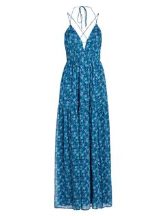 Шифоновое платье макси с цветочным принтом Ryliana ASTR The Label, синий