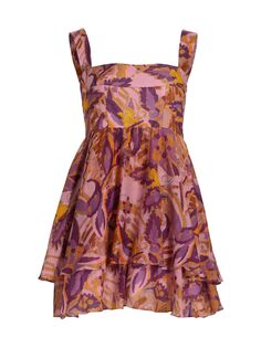 Мини-платье Fabiana с геометрическим рисунком и оборками Atelier 17.56, фиолетовый