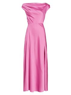 Атласное платье макси с открытыми плечами Monroe ASTR The Label, розовый