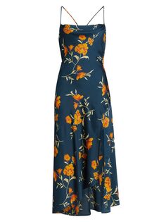 Атласное миди-платье Gaia с цветочным принтом и воротником-хомутом ASTR The Label, золотой